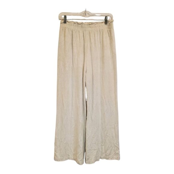 Aaron & Amber SZ L Light Beige Rayon/Linen Blend Relaxed Comfy Pants - Picture 4 of 7